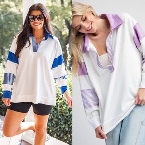 SOFT WASHED COLOR BLOCK TOP LAVENDER & BLUE AVAILABLE NWT best selling